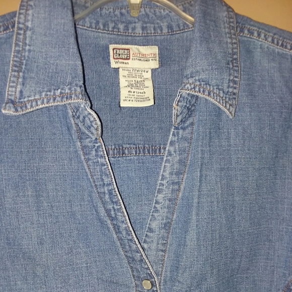 💲5/$25💲Faded Glory Blue Jean Blouse 22W/24W - Picture 6 of 8